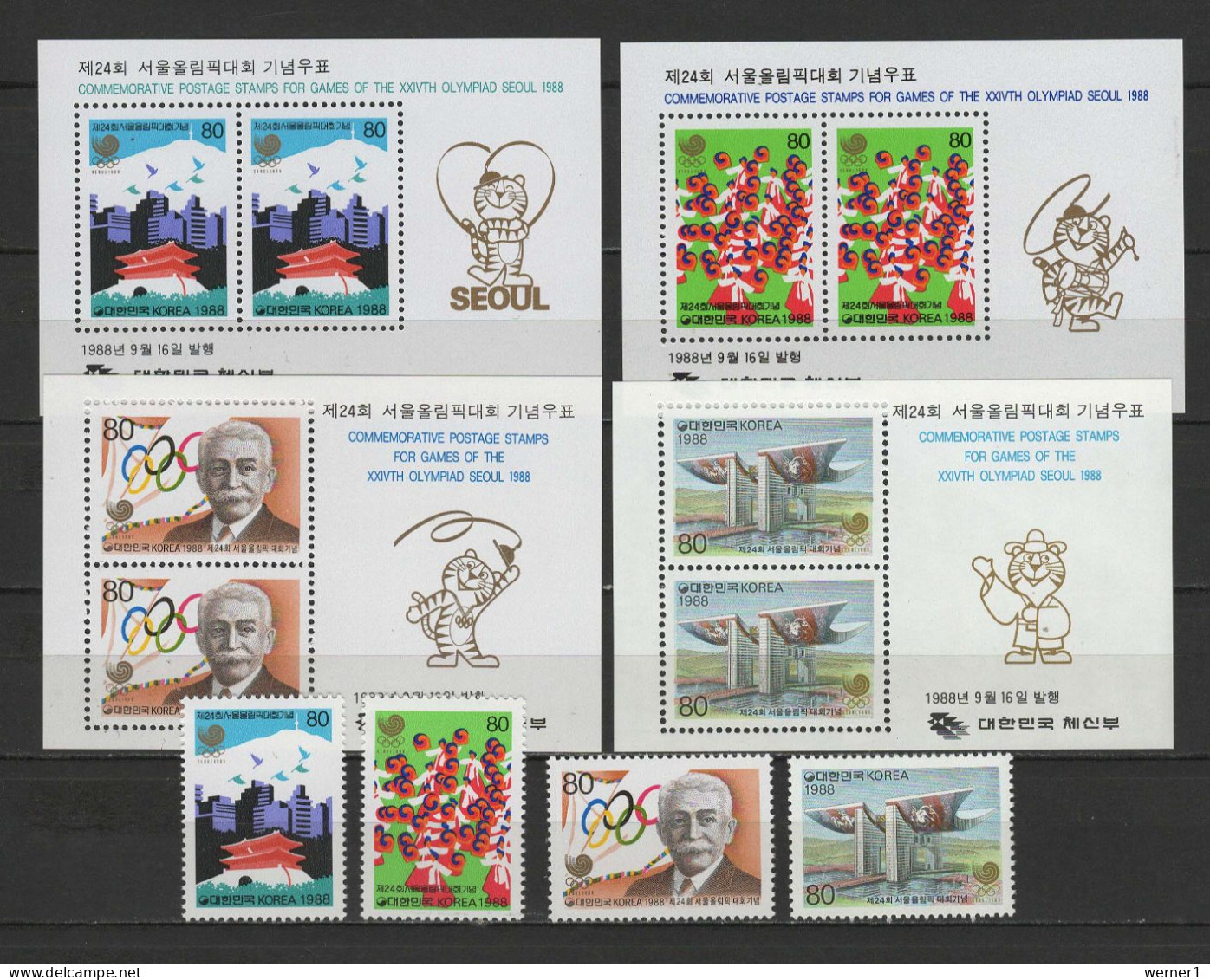 South Korea 1988 Olympic Games Seoul, Set Of  + 4 S/s MNH - Sommer 1988: Seoul