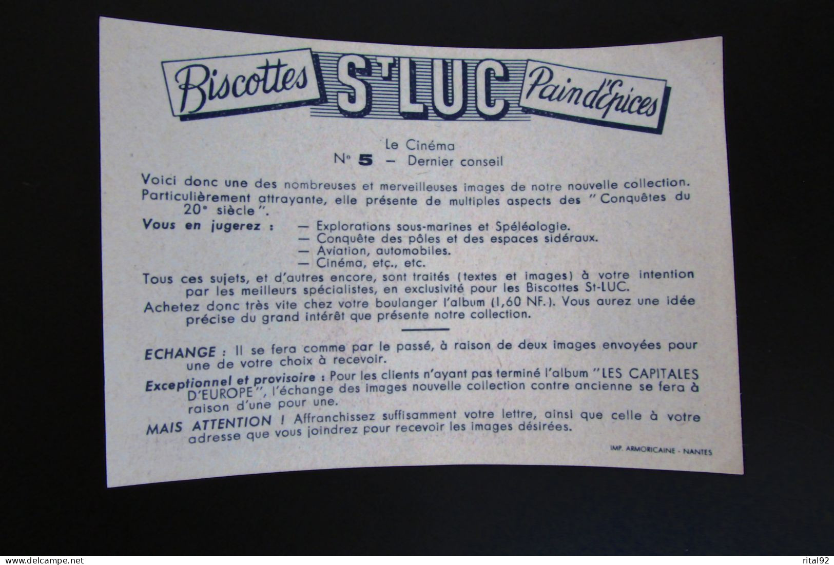 Chromo/image "Biscottes - Pain D'épices St LUC" - Série D'images Album "Conquêtes Du 20 ème Siècle" - Albums & Katalogus