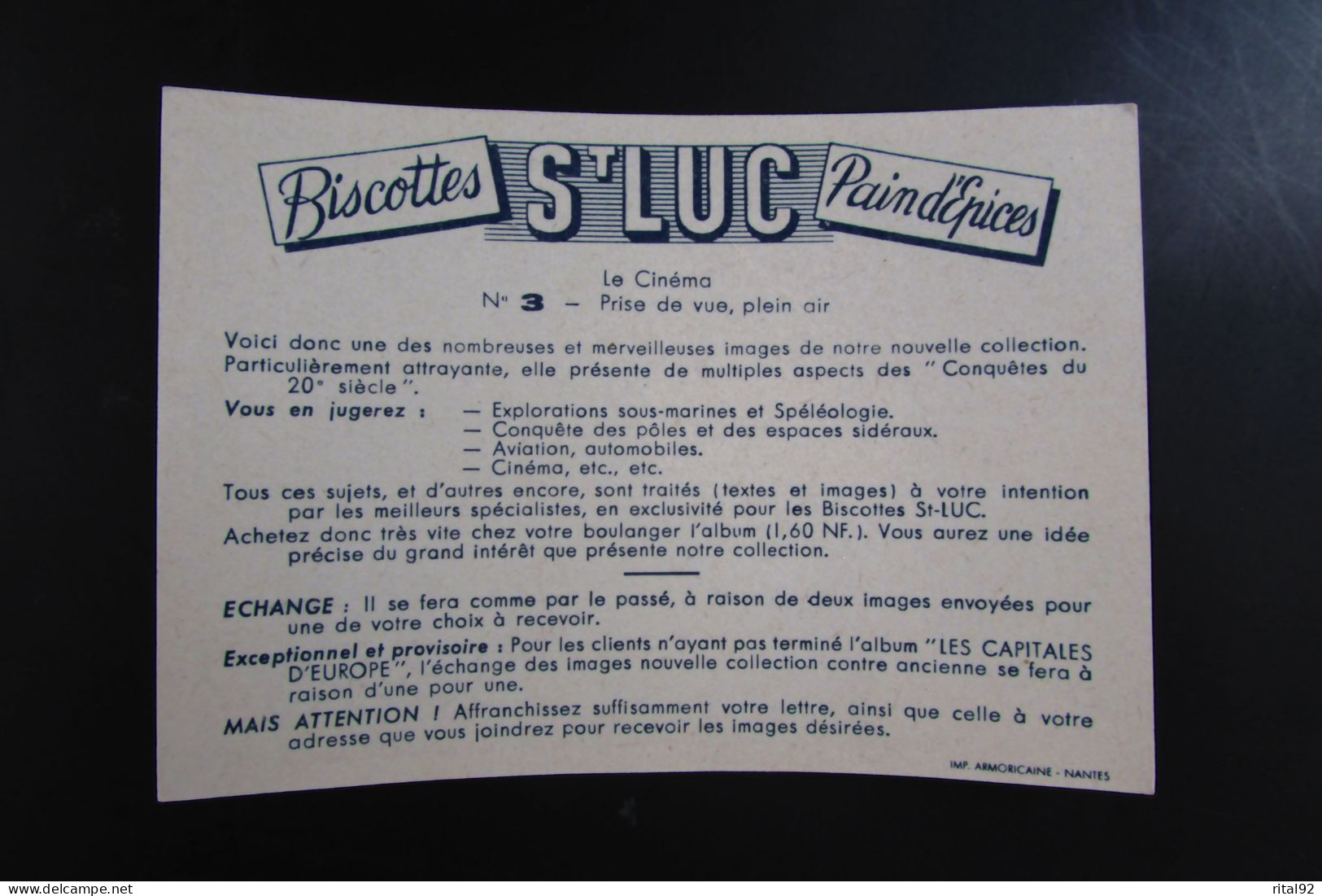 Chromo/image "Biscottes - Pain D'épices St LUC" - Série D'images Album "Conquêtes Du 20 ème Siècle" - Sammelbilderalben & Katalogue