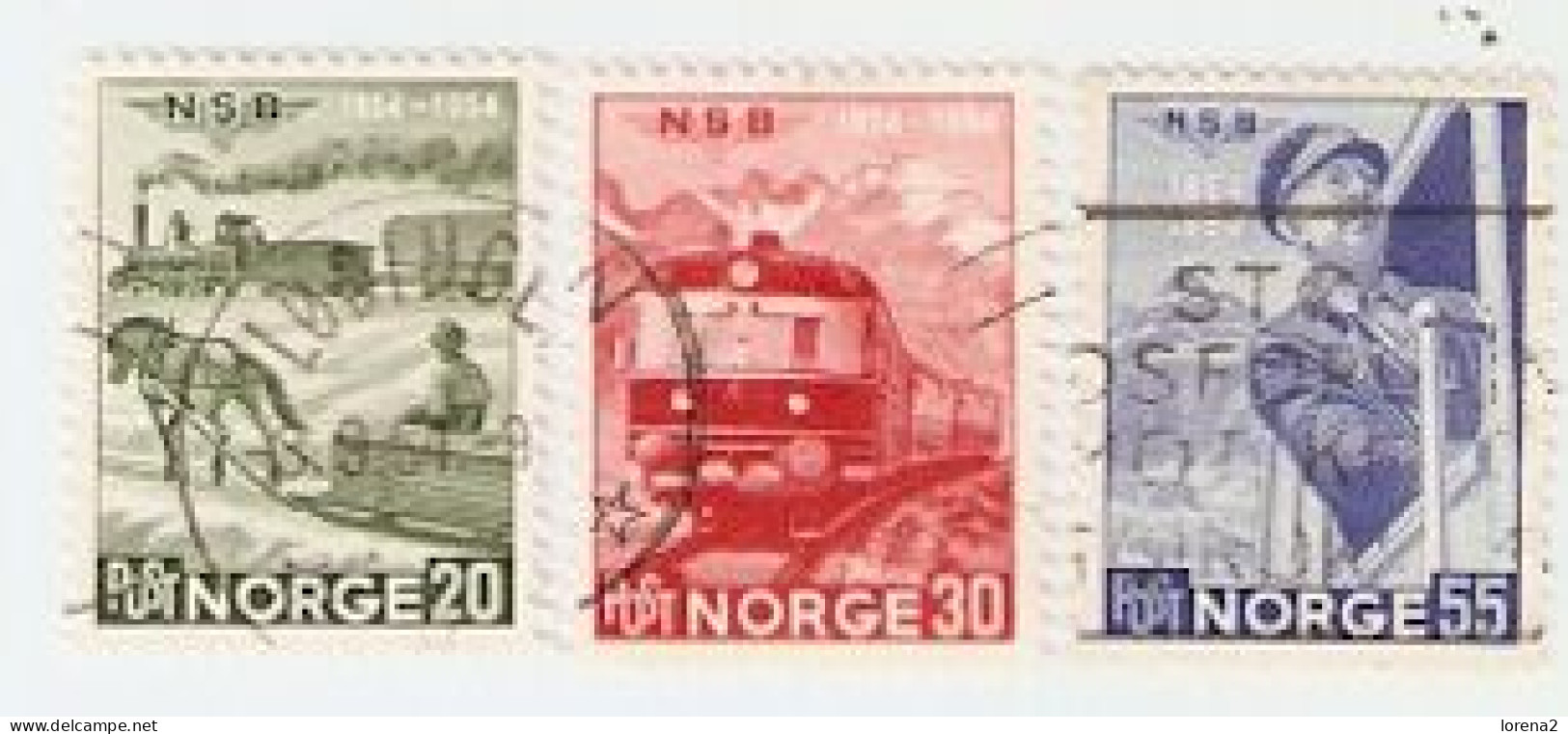 Sellos Usados Noruega. Yvert Nº 349-51. NSB. Ferrocarriles. 2noruega-349-51u - Andere & Zonder Classificatie