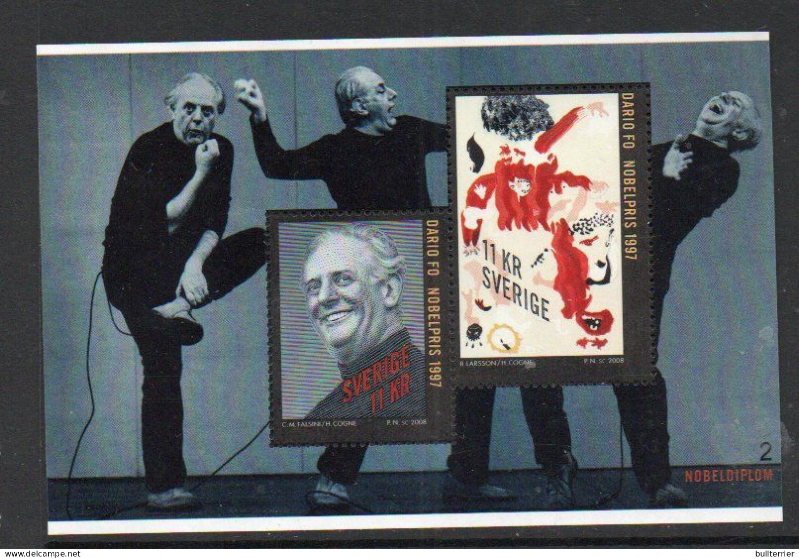 SWEDEN -2008 - Dario Fo Nobel Prize Winner S/sheet Mint Never Hinged SG Cat £14 - Nuovi