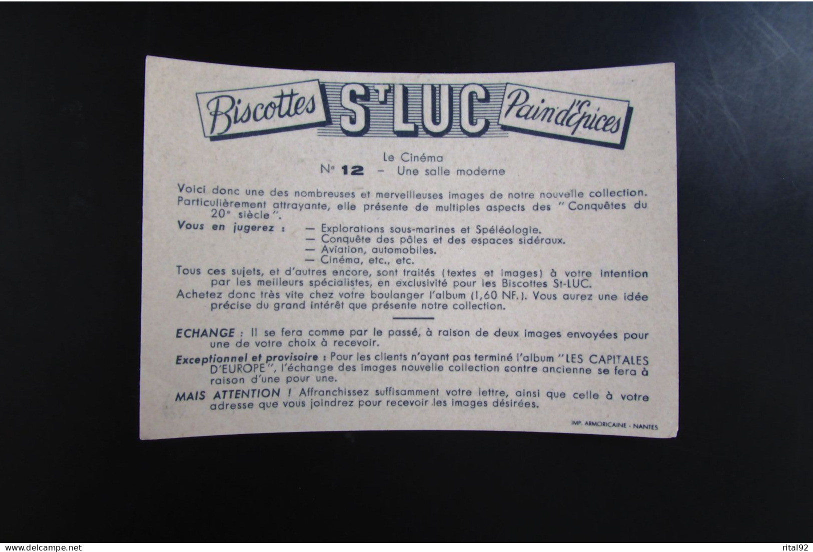 Chromo/image "Biscottes - Pain D'épices St LUC" - Série D'images Album "Conquêtes Du 20 ème Siècle" - Albums & Katalogus