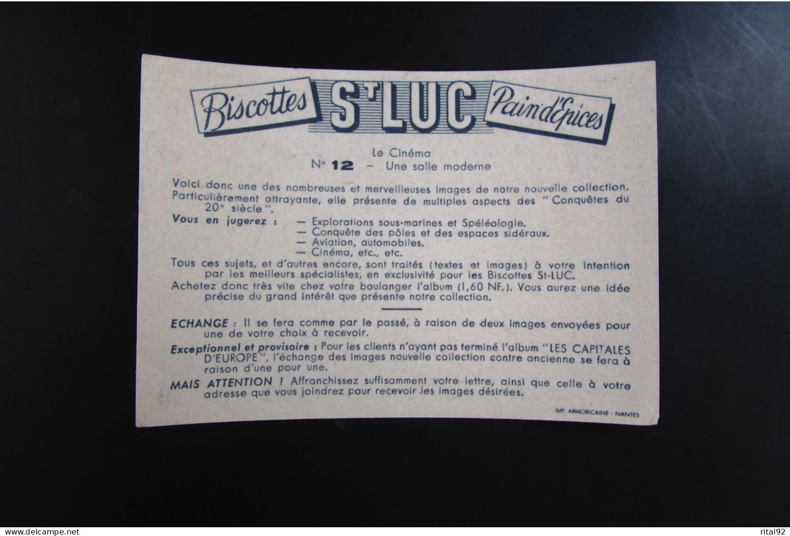 Chromo/image "Biscottes - Pain D'épices St LUC" - Série D'images Album "Conquêtes Du 20 ème Siècle" - Albumes & Catálogos