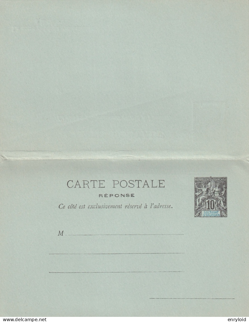 Sultanat D'anjouan Colonies Francaise Postes 10 C. Carte - Lettre Réponse - Unused Stamps