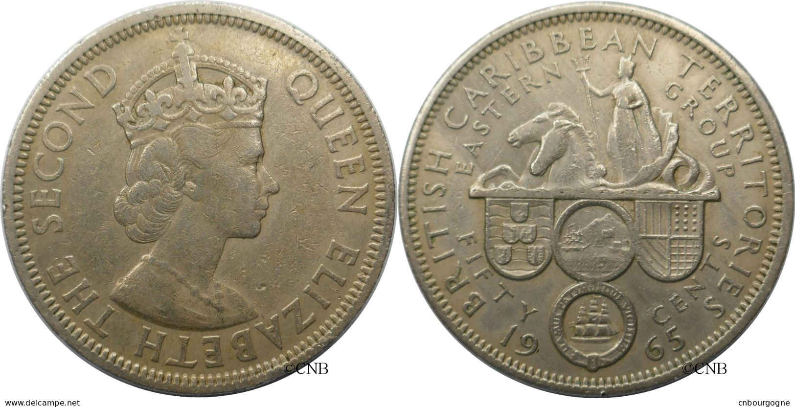 États Des Caraïbes Orientales - Elizabeth II - 50 Cents 1965 - TTB/XF40 - Mon6033 - East Caribbean States