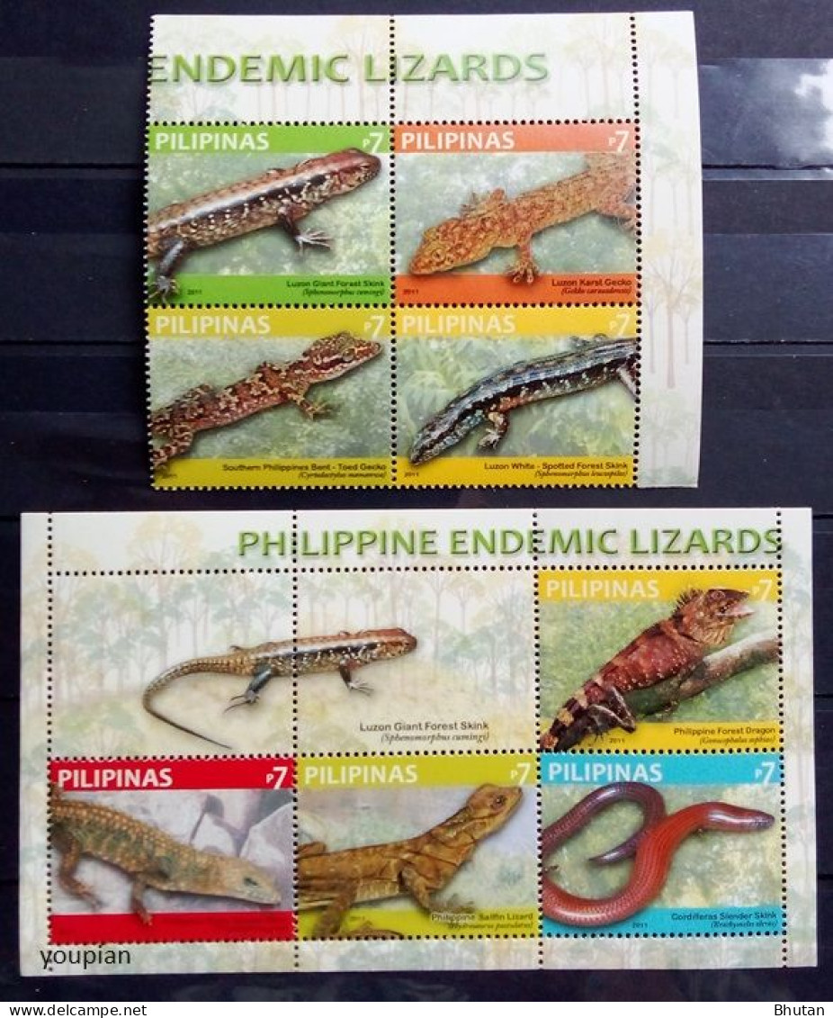 Philippines 2011, Lizards, Two MNH S/S - Philippines