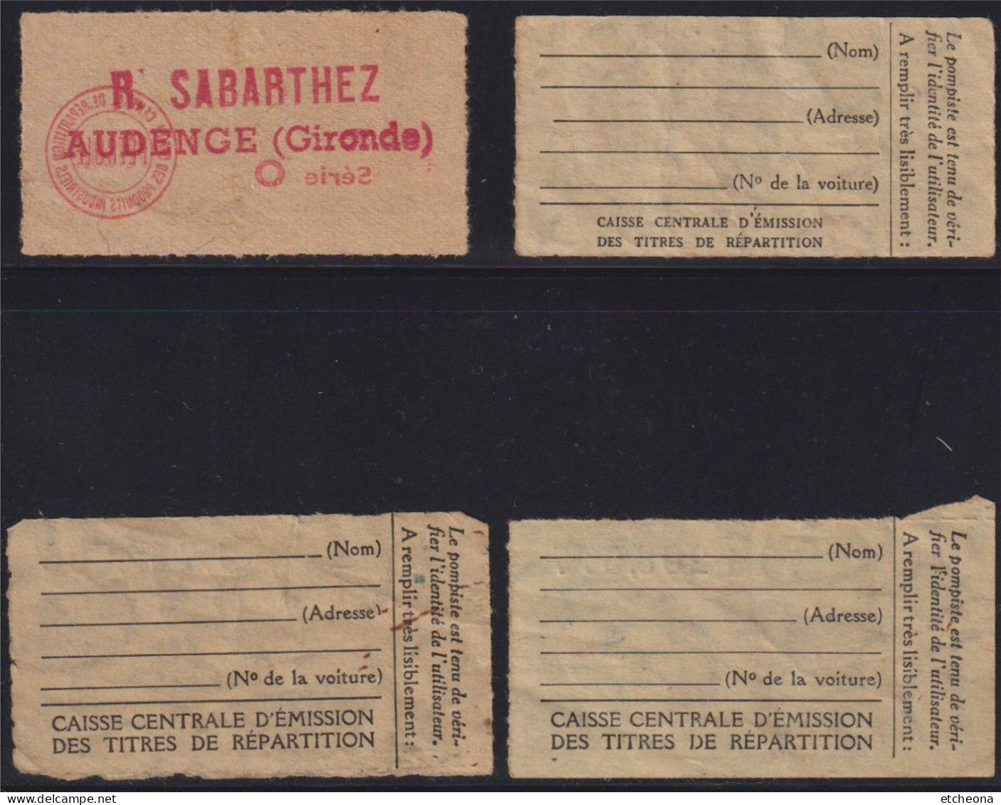 Titres De Répartition De Carburant (4) Dont 3 De 1949 - Stamps