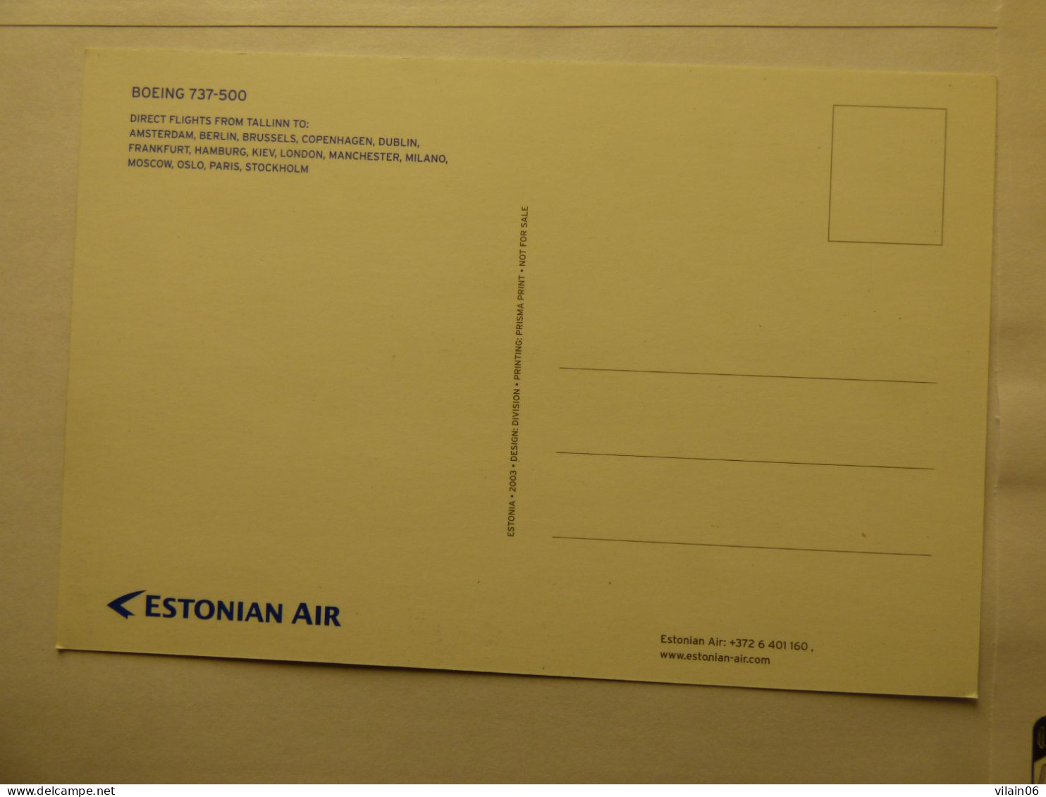 ESTONIAN AIR  B 737    /   AIRLINE ISSUE / CARTE COMPAGNIE - 1946-....: Era Moderna
