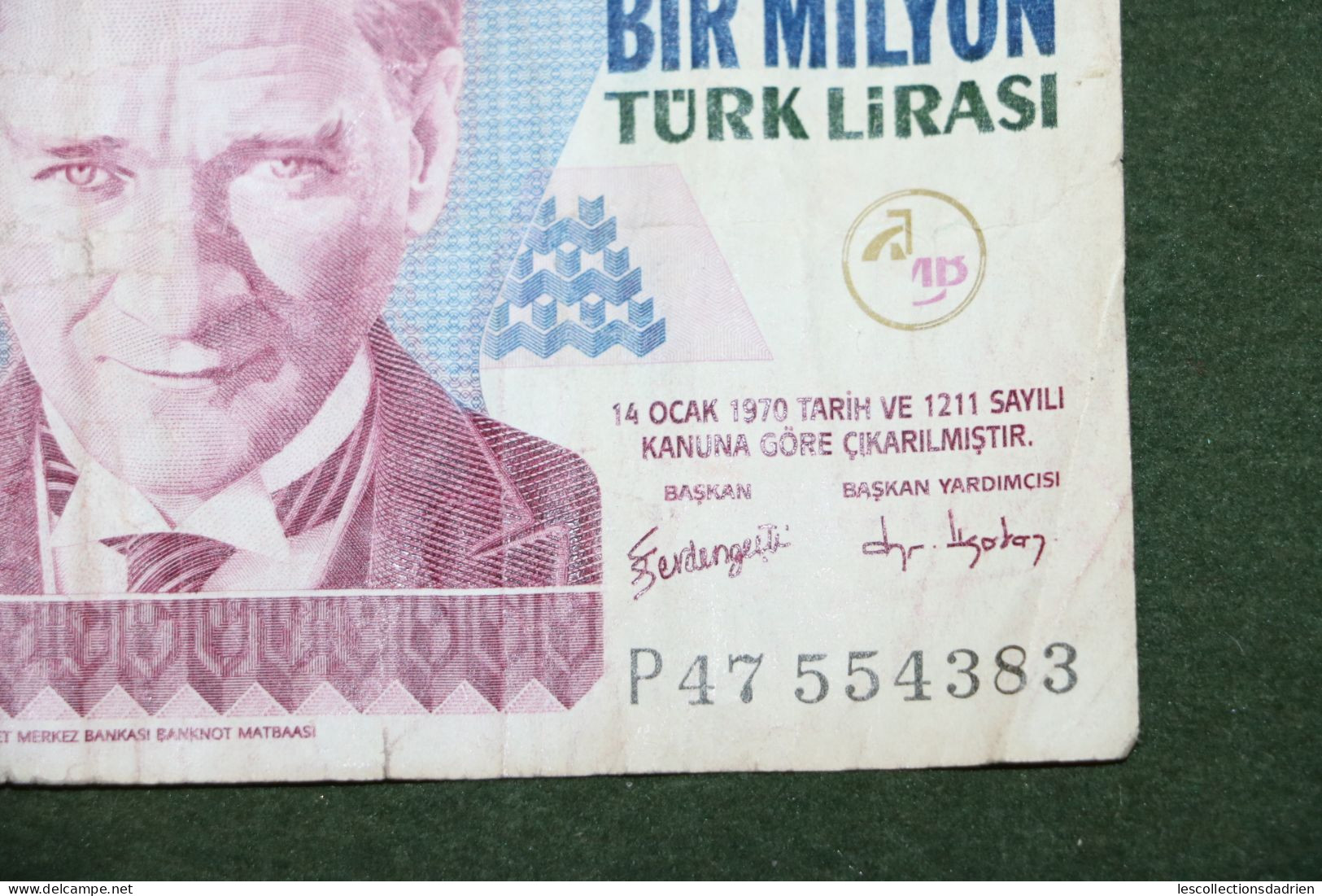 Billet de 1000000 lires turques Turquie - banknote Turkey