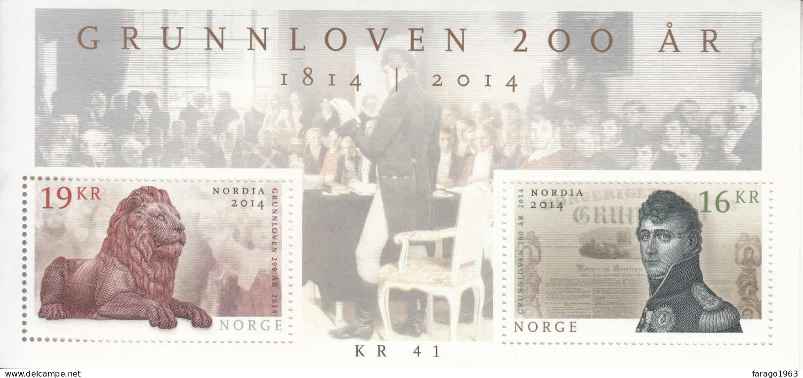 2014 Norway Constitution Souvenir Sheet  MNH - Unused Stamps