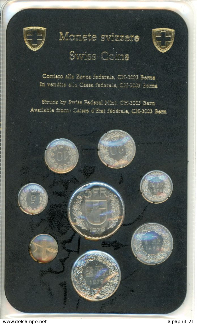 1979 Switzerland Mint BU Coin Set Swiss Federal Mint Swiss National Bank - Colecciones Anuales
