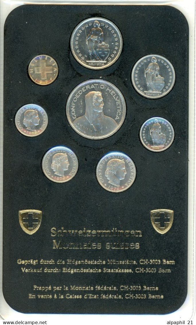 1979 Switzerland Mint BU Coin Set Swiss Federal Mint Swiss National Bank - Colecciones Anuales