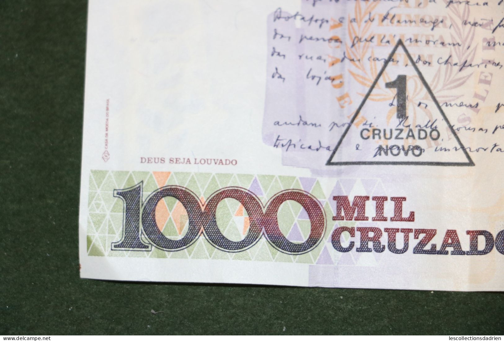 Billet de 1000 cruzados cachet 1 cruzado novo - banknote Brazil