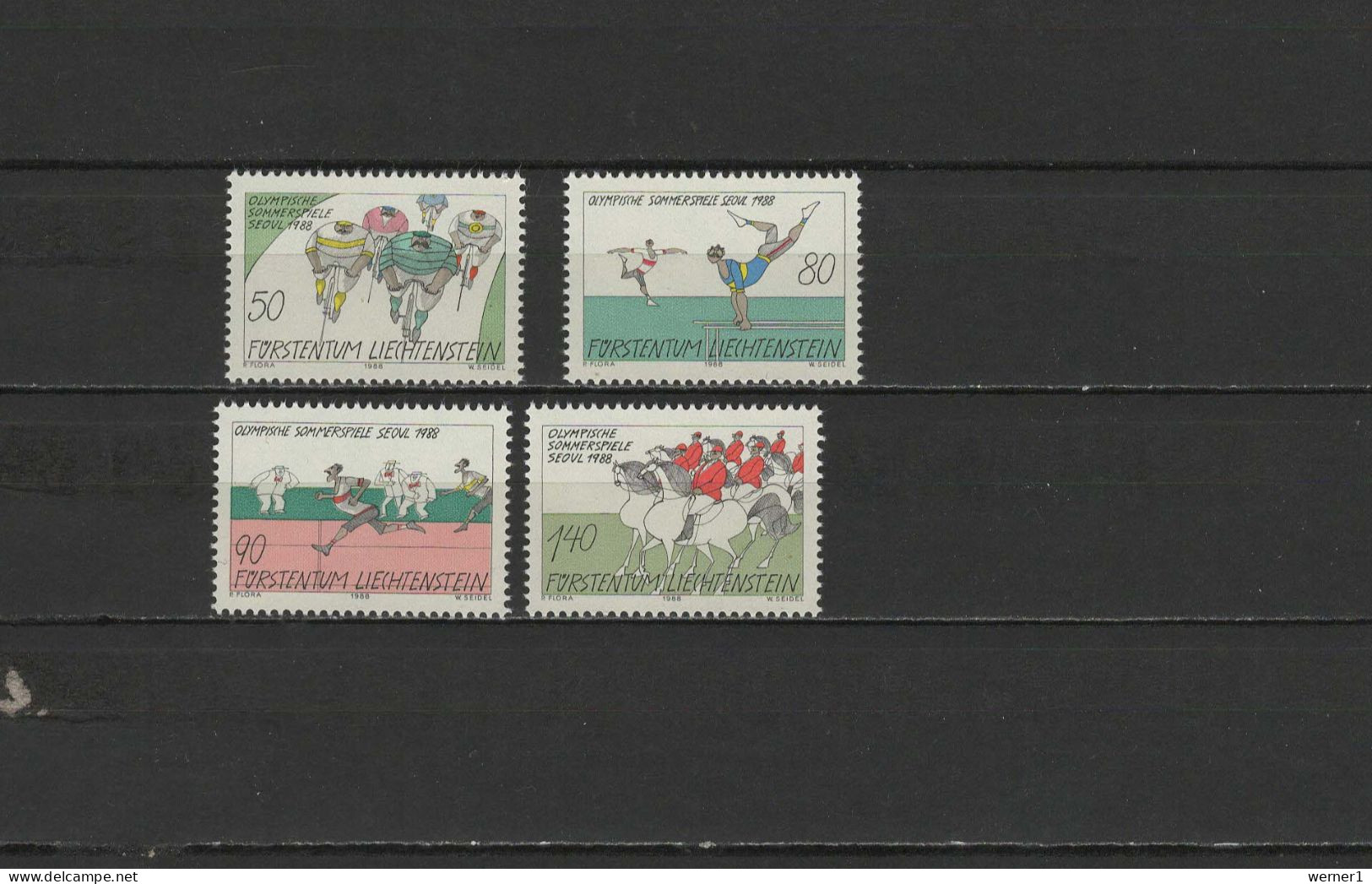 Liechtenstein 1988 Olympic Games Seoul, Cycling, Equestrian Etc. Set Of 4 MNH - Zomer 1988: Seoel