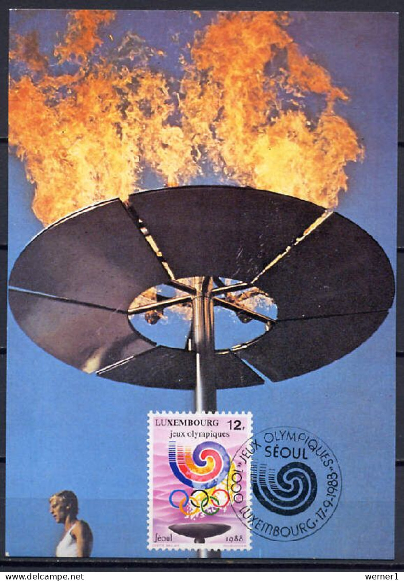 Luxemburg 1988 Olympic Games Seoul, Stamp On Maximumcard - Zomer 1988: Seoel