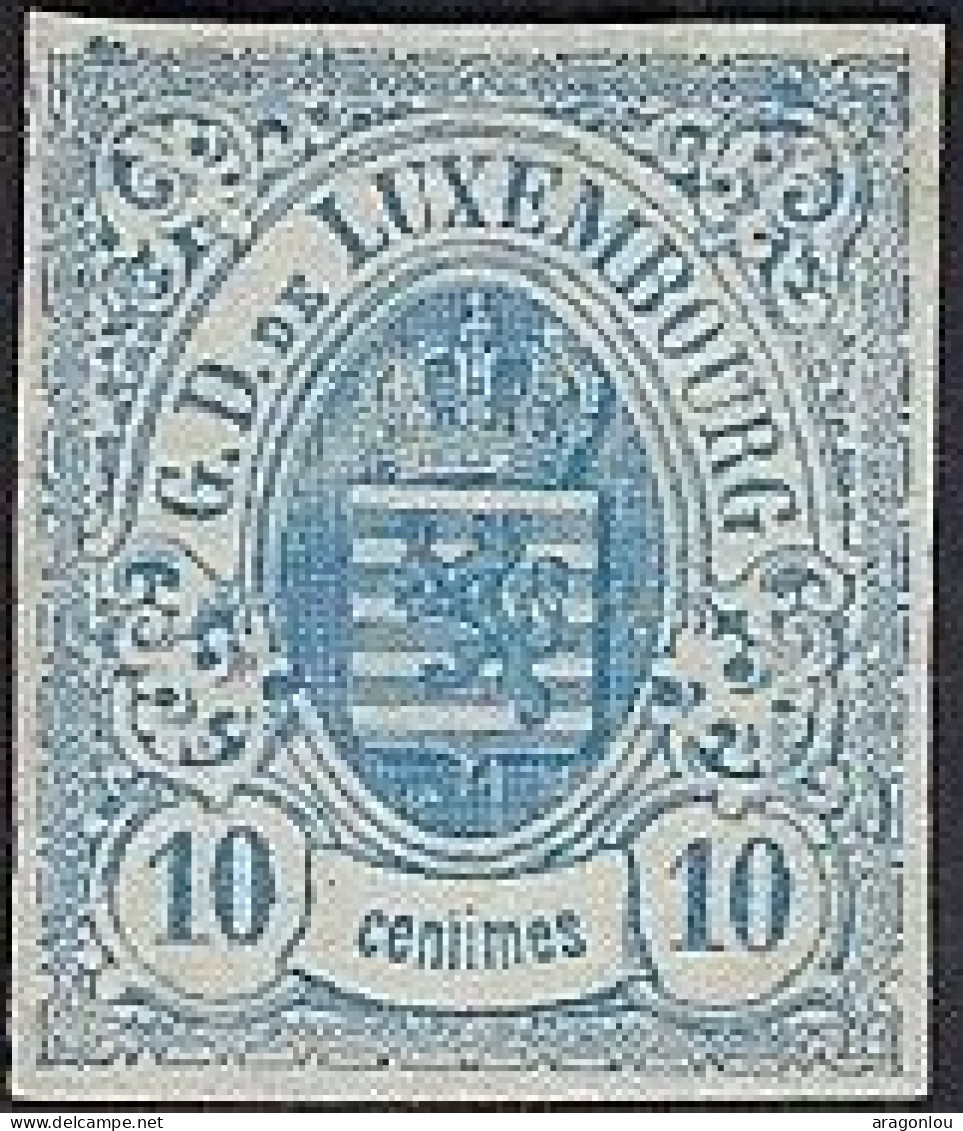 Luxembourg - Luxemburg - Timbres - Armoiries   1859   10  C.  *    Michel 6b     Cachet 3   VC.  200,-  Légèrement éminé - 1859-1880 Wapenschild