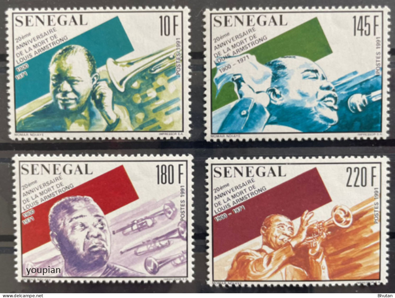 Senegal 1991, 20th Death Anniversary Of Louis Armstrong, MNH Stamps Set - Senegal (1960-...)