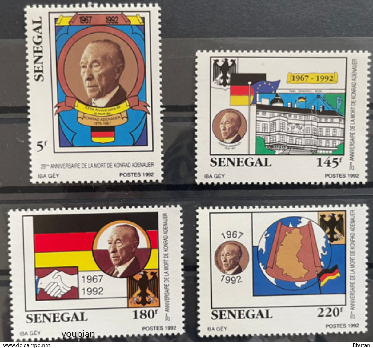 Senegal 1992, 25th Death Anniversary Of Konrad Adenauer, MNH Stamps Set - Sénégal (1960-...)