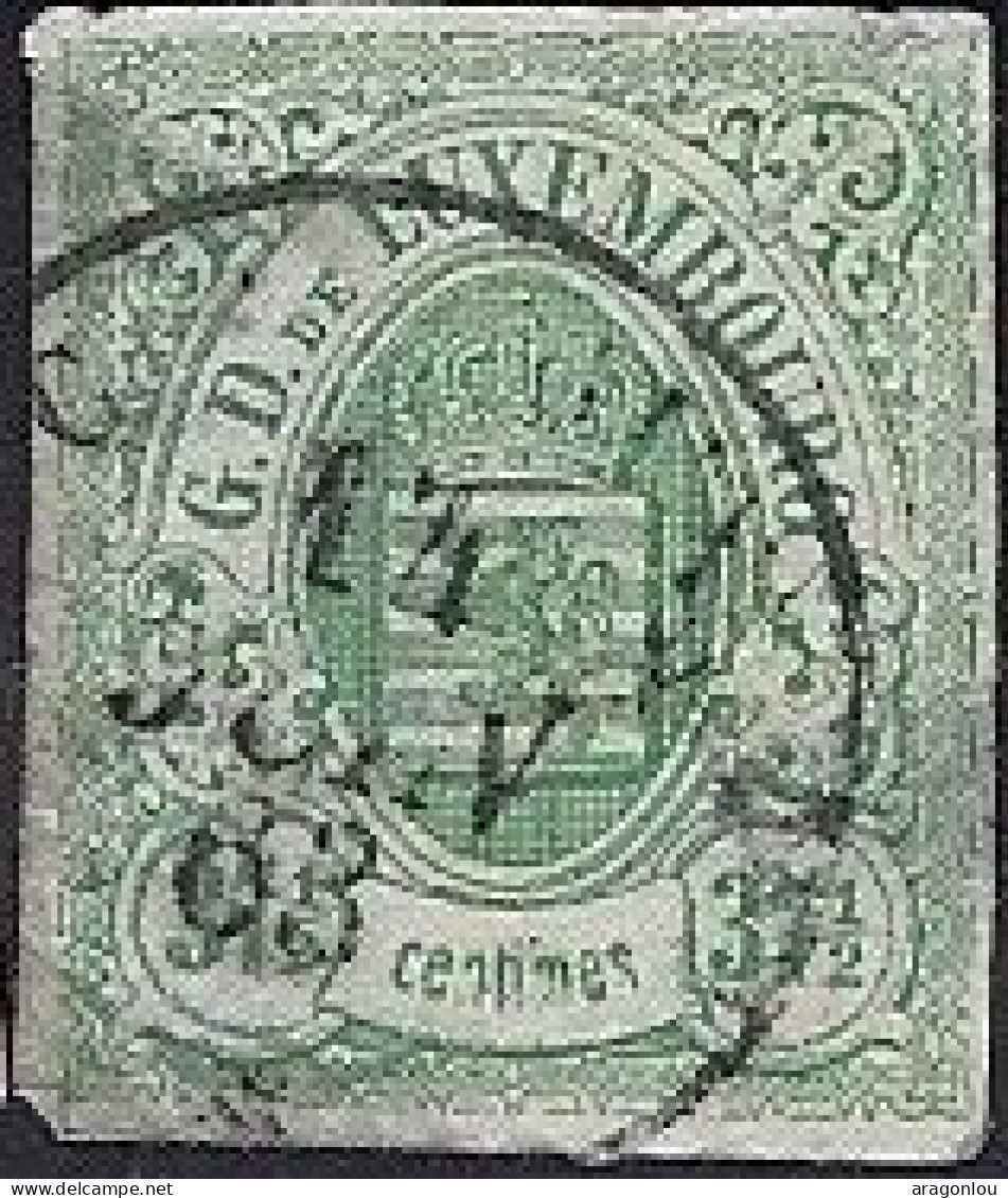 Luxembourg - Luxemburg - Timbres - Armoiries   1859   37,5 C.  °    Michel 10     Cachet 3   VC.  250,- - 1859-1880 Wappen & Heraldik