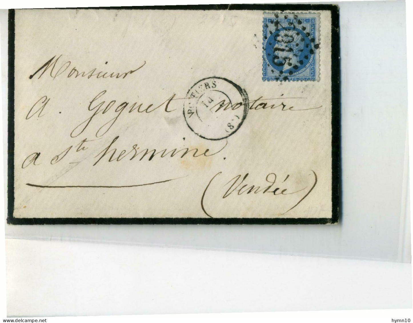 1865 Emveloppe POITIERS-St.HERMINE/Vandee+ C.20-D342 - 1862 Napoleon III