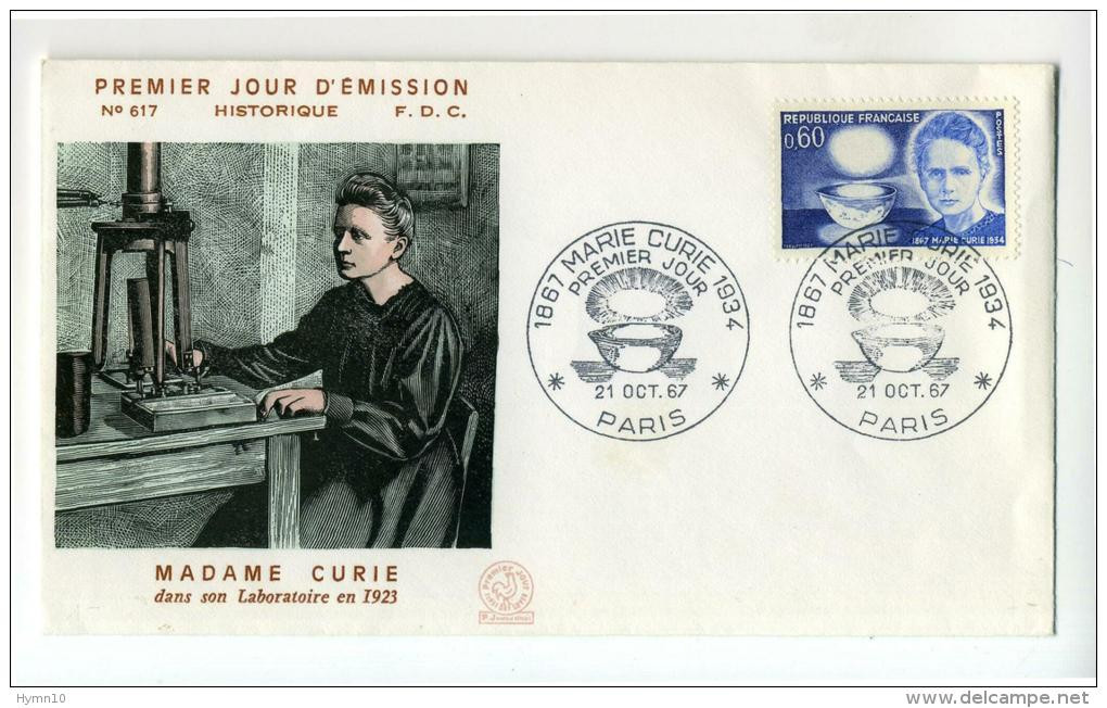 DE844-FDC 1967 MADAME CURIE Dans Son Laboratoire En 1923+Timbre F.0,60 - 1960-1969