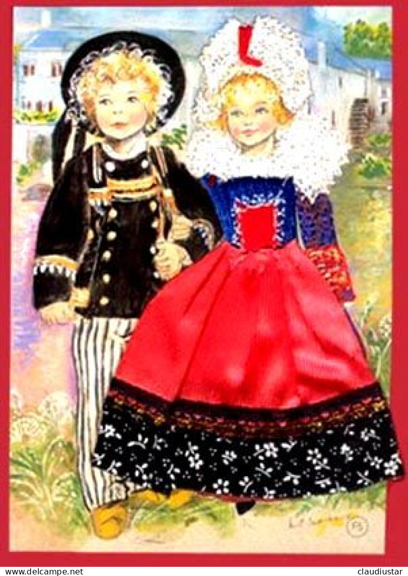 ** CARTE  COUPLE  BRETON ** - Embroidered