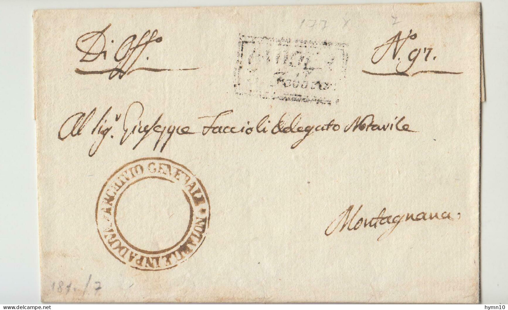 VENETO Occupazione NAPOLEONICA Coperta Senza Contenuto PADOVA-MONTAGNANA+timbro ARCHIVIO NOTARILE-c666 - 1. ...-1850 Prephilately