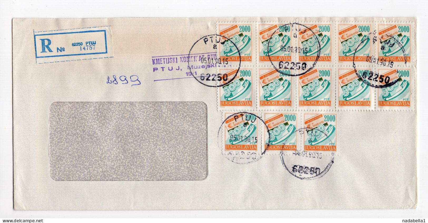 1990. INFLATIONARY MAIL,YUGOSLAVIA,SLOVENIA,PTUJ RECORDED COVER,INFLATION - Storia Postale