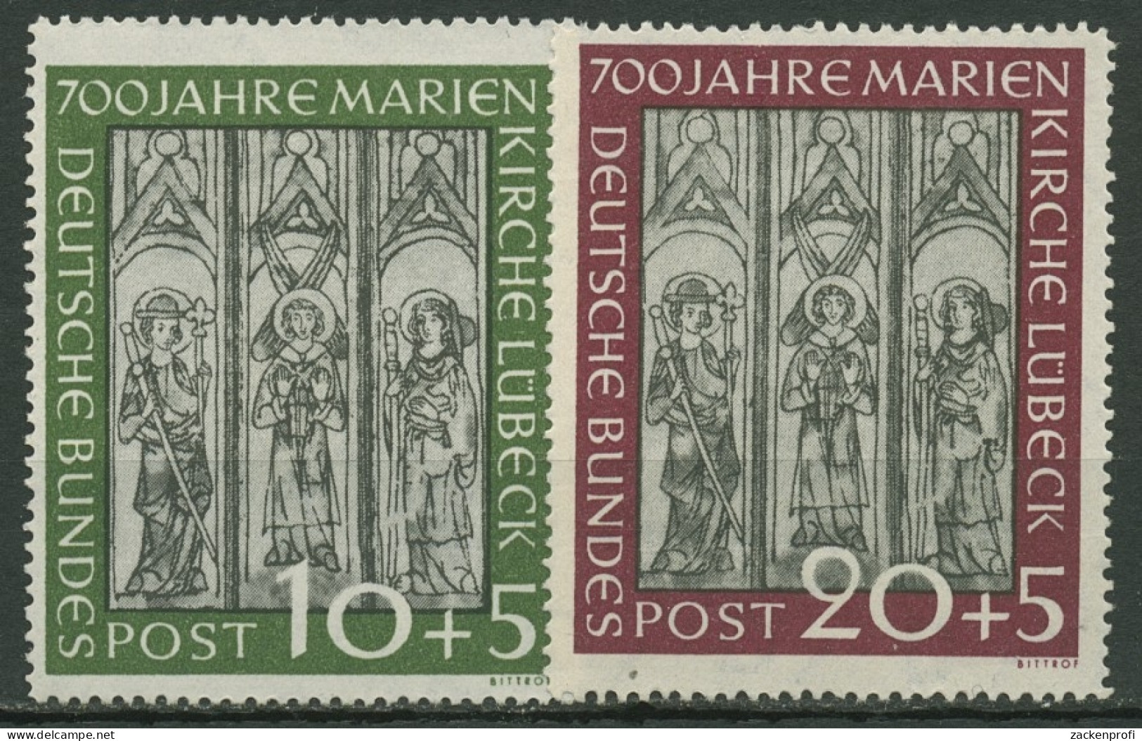 Bund 1951 700 Jahre Marienkirche Lübeck 139/40 Mit Falz - Nuovi