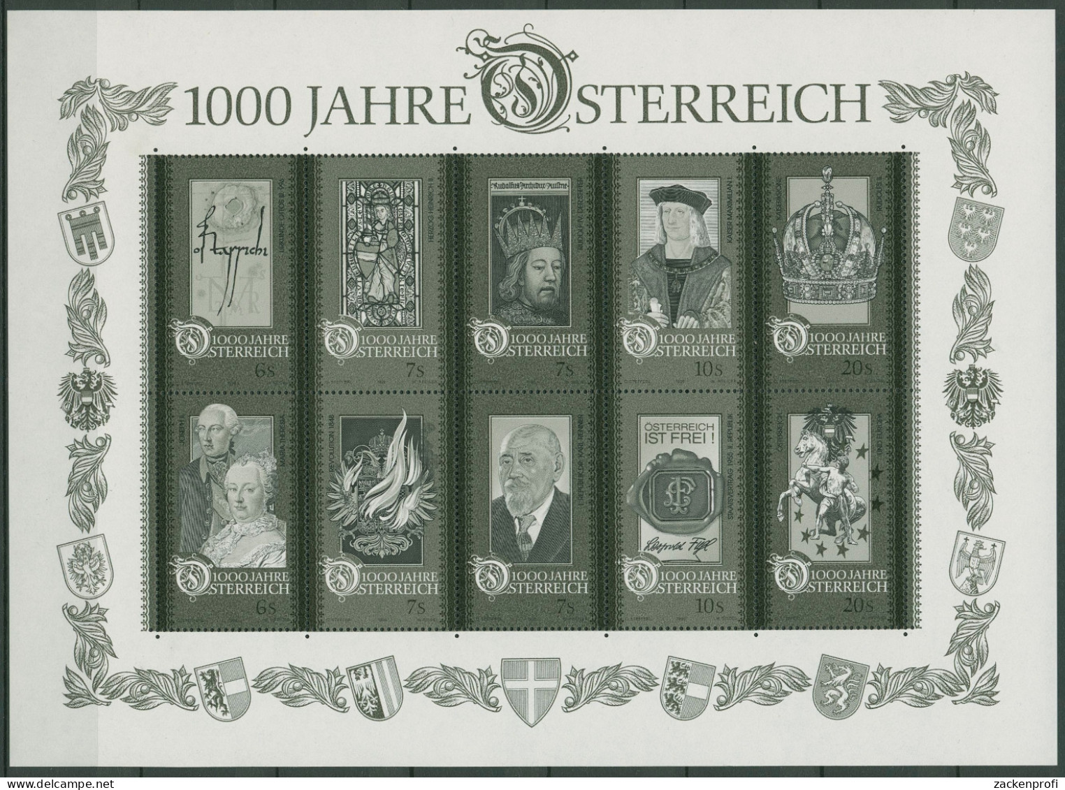 Österreich 1996 1000 Jahre Österreich Schwarzdruck Block 12 S (SG14743) - Blocs & Hojas
