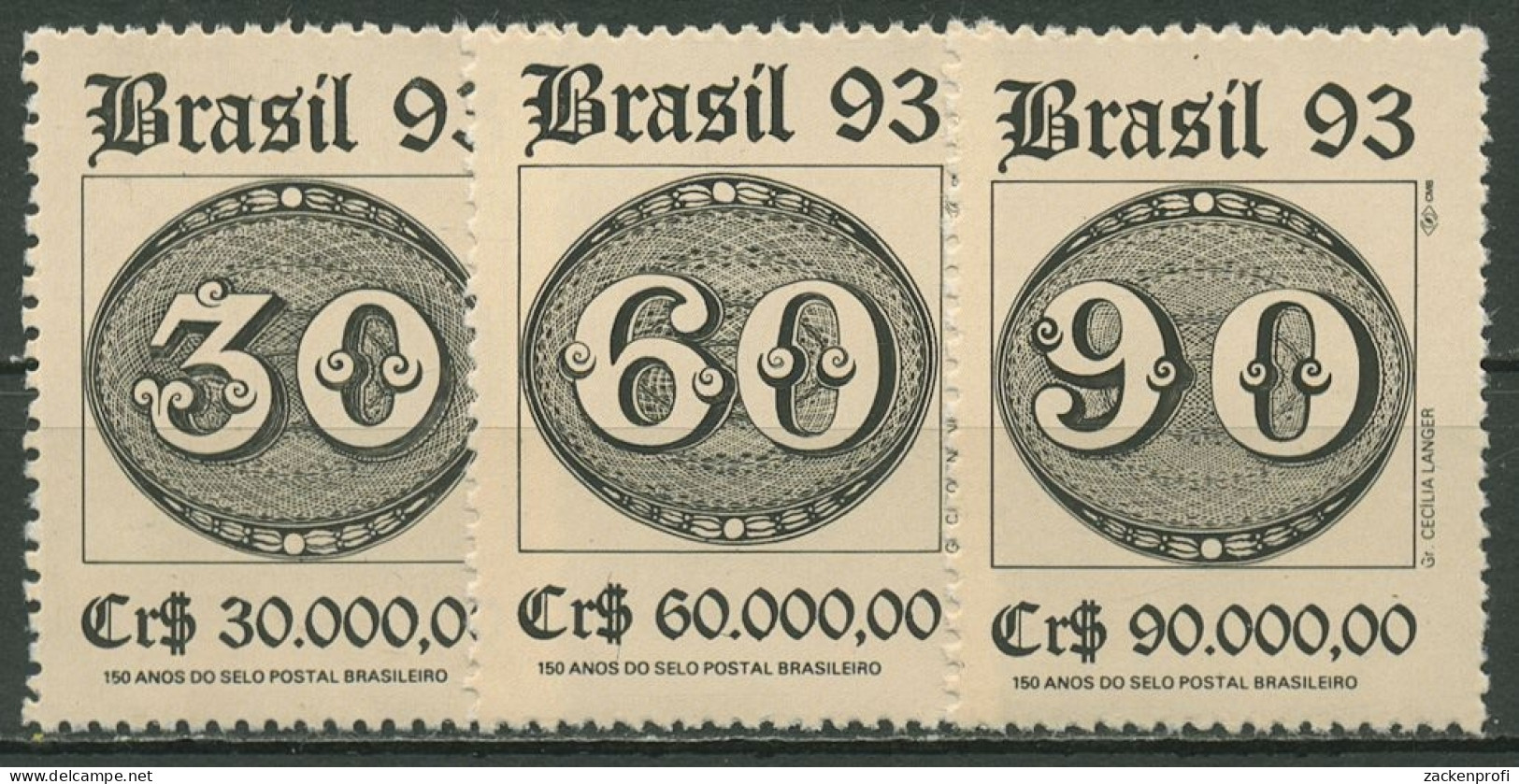 Brasilien 1993 BRASILIANA Ochsenaugen MiNr.1/3 2526/28 Postfrisch - Nuovi