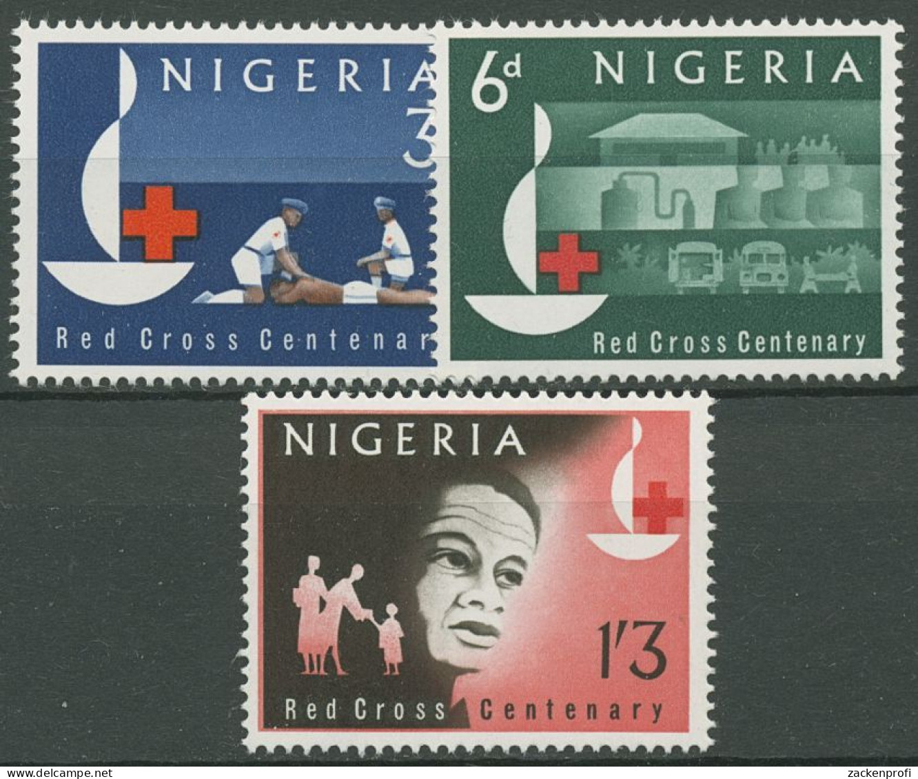 Nigeria 1963 100 Jahre Internationales Rotes Kreuz 138/40 Postfrisch - Nigeria (1961-...)