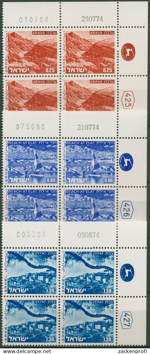 Israel 1974 Landschaften 623/25 Plattenblock Postfrisch (C61670) - Nuevos (sin Tab)