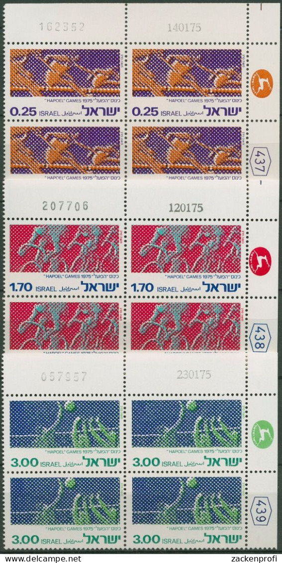 Israel 1975 Hapoel-Sportspiele 639/41 Plattenblock Postfrisch (C61677) - Ongebruikt (zonder Tabs)