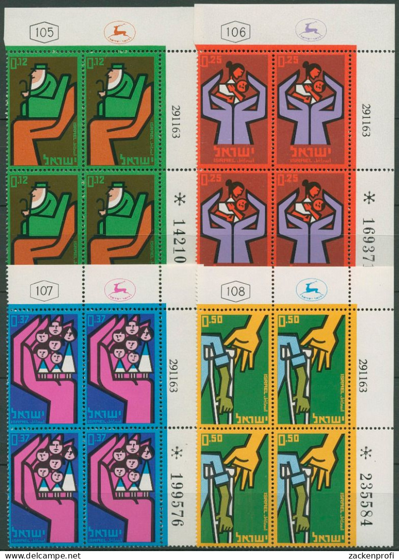 Israel 1964 Nationalversicherung 296/99 Plattenblock Postfrisch (C61546) - Neufs (sans Tabs)