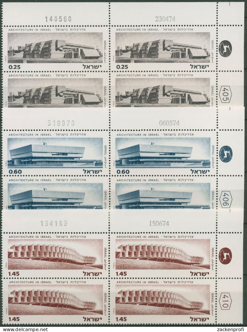Israel 1974 Architektur Bauwerke 613/15 Plattenblock Postfrisch (C61666) - Nuevos (sin Tab)