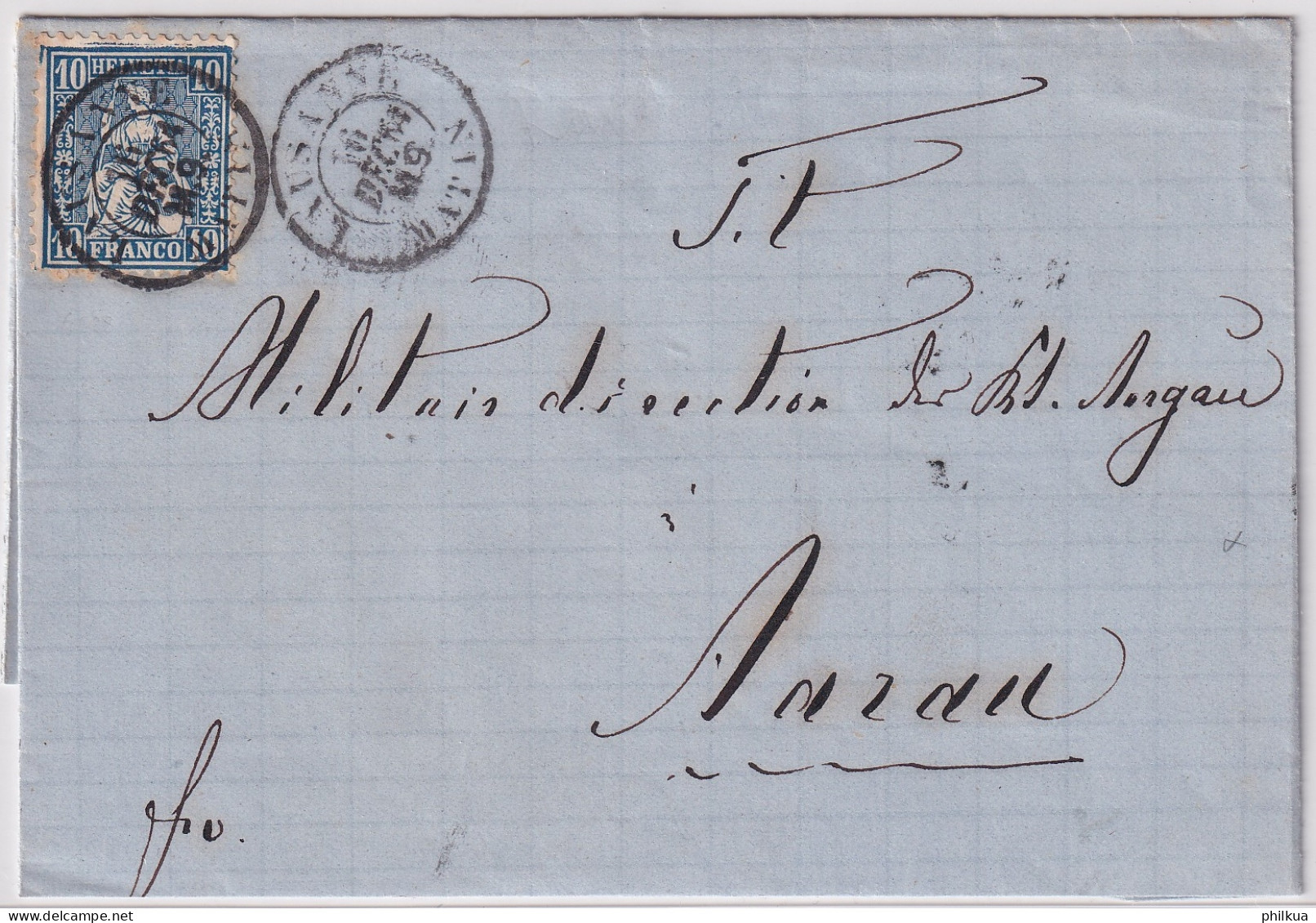 Zumst. 31 / Mi. 23 - Auf Faltbrief - Gelaufen Von LAUSANNE Nach AARAU Mit Bahn Streckenstempel AARAU-BERN 1864 - Storia Postale