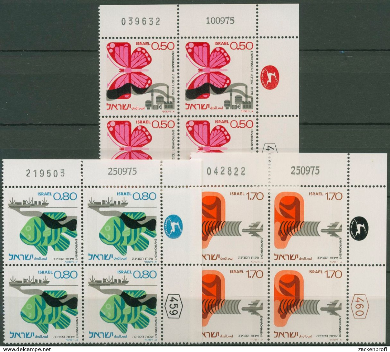 Israel 1975 Natur Schmetterling Fisch 656/58 Plattenblock Postfrisch (C61686) - Neufs (sans Tabs)