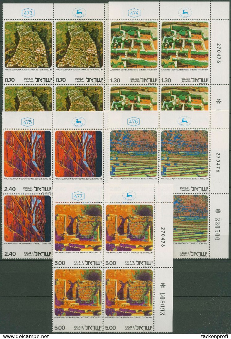 Israel 1976 Archäologische Funde 680/84 Plattenblock Postfrisch (C61699) - Nuevos (sin Tab)