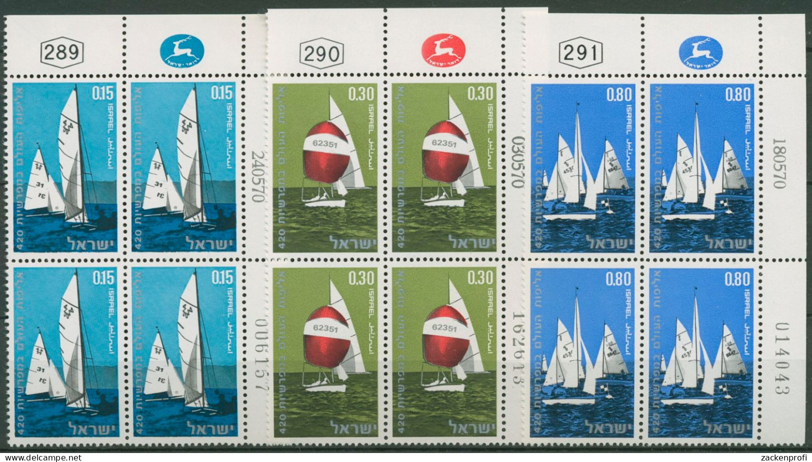 Israel 1970 Segel-Weltmeisterschaft 476/78 Plattenblock Postfrisch (C61618) - Neufs (sans Tabs)