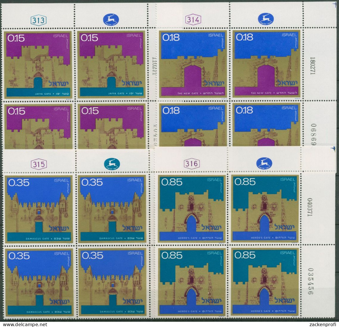 Israel 1971 Jerusalem Stadttore 503/06 Plattenblock Postfrisch (C61630) - Neufs (sans Tabs)