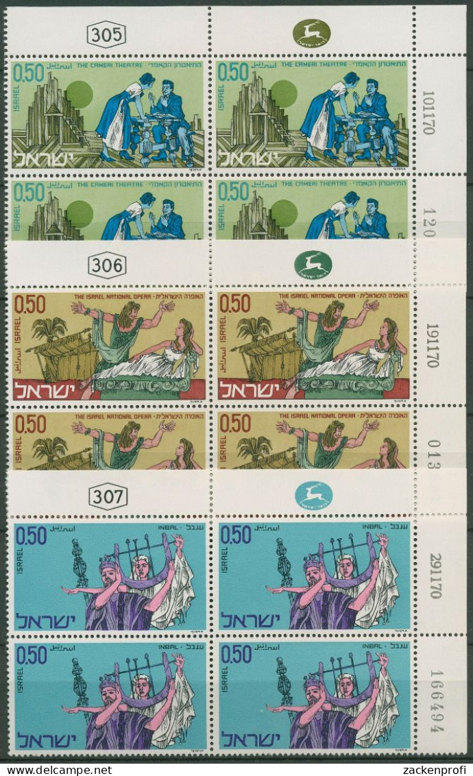 Israel 1971 Theater 495/97 Plattenblock Postfrisch (C61627) - Nuevos (sin Tab)