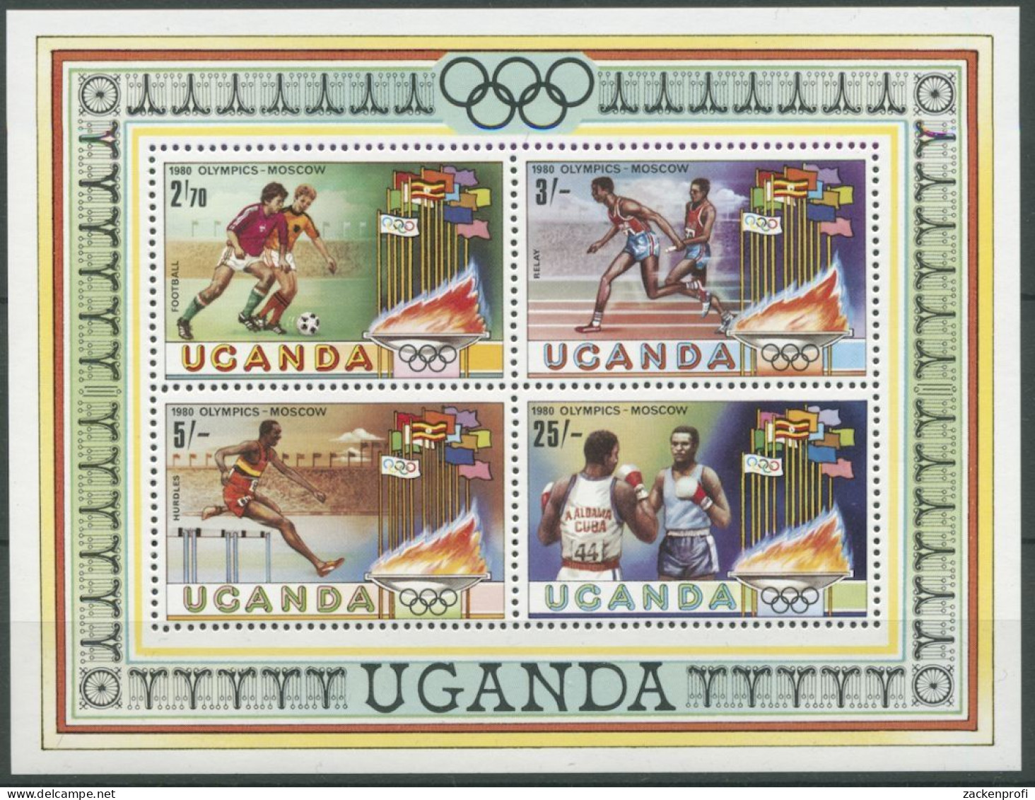 Uganda 1980 Olympische Spiele Moskau Block 23 Postfrisch (C23560) - Oeganda (1962-...)