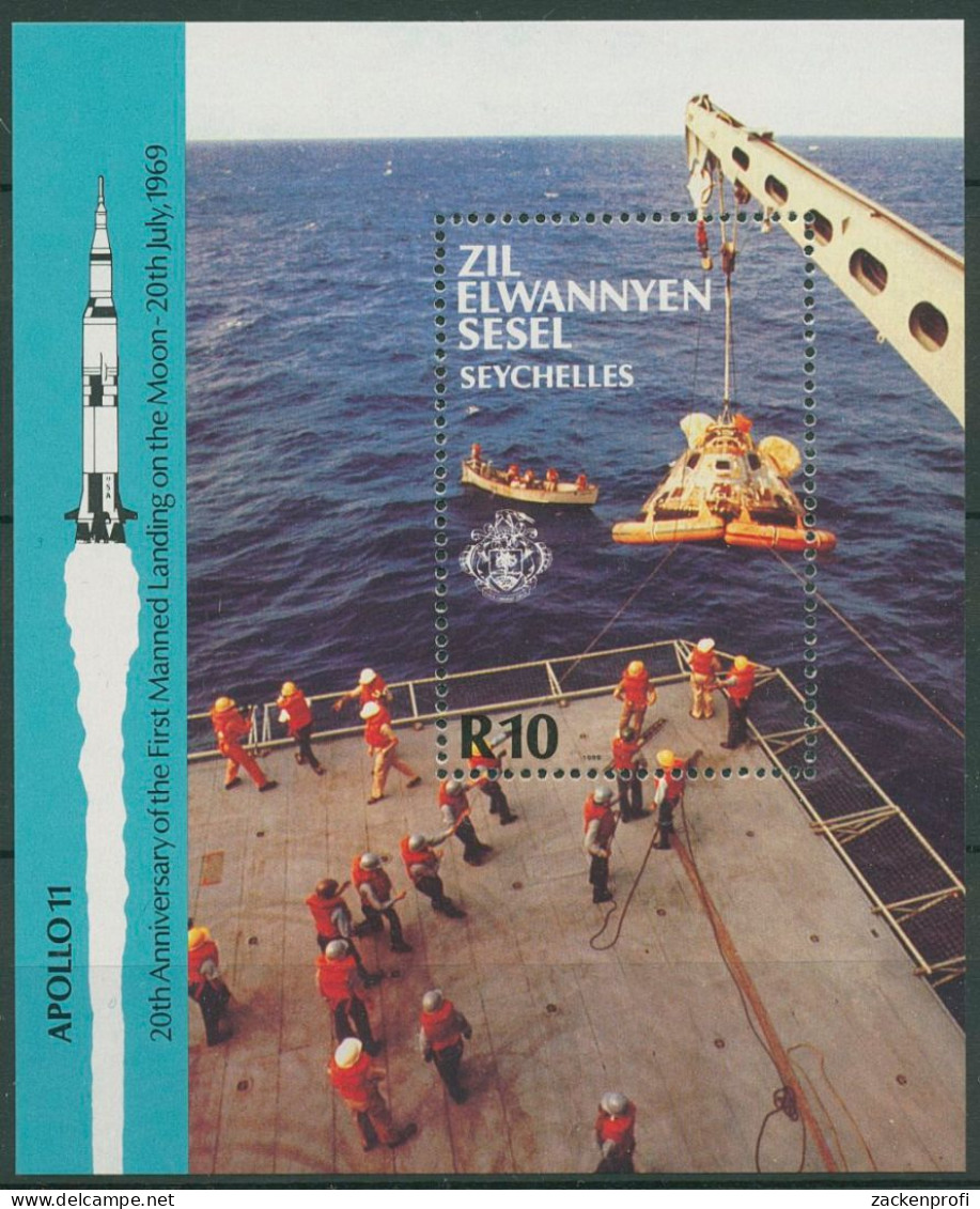 Äußere Seychellen 1989 Bemannte Mondlandung Apollo 11 Block 6 Postfrisch(C62422) - Seychelles (1976-...)