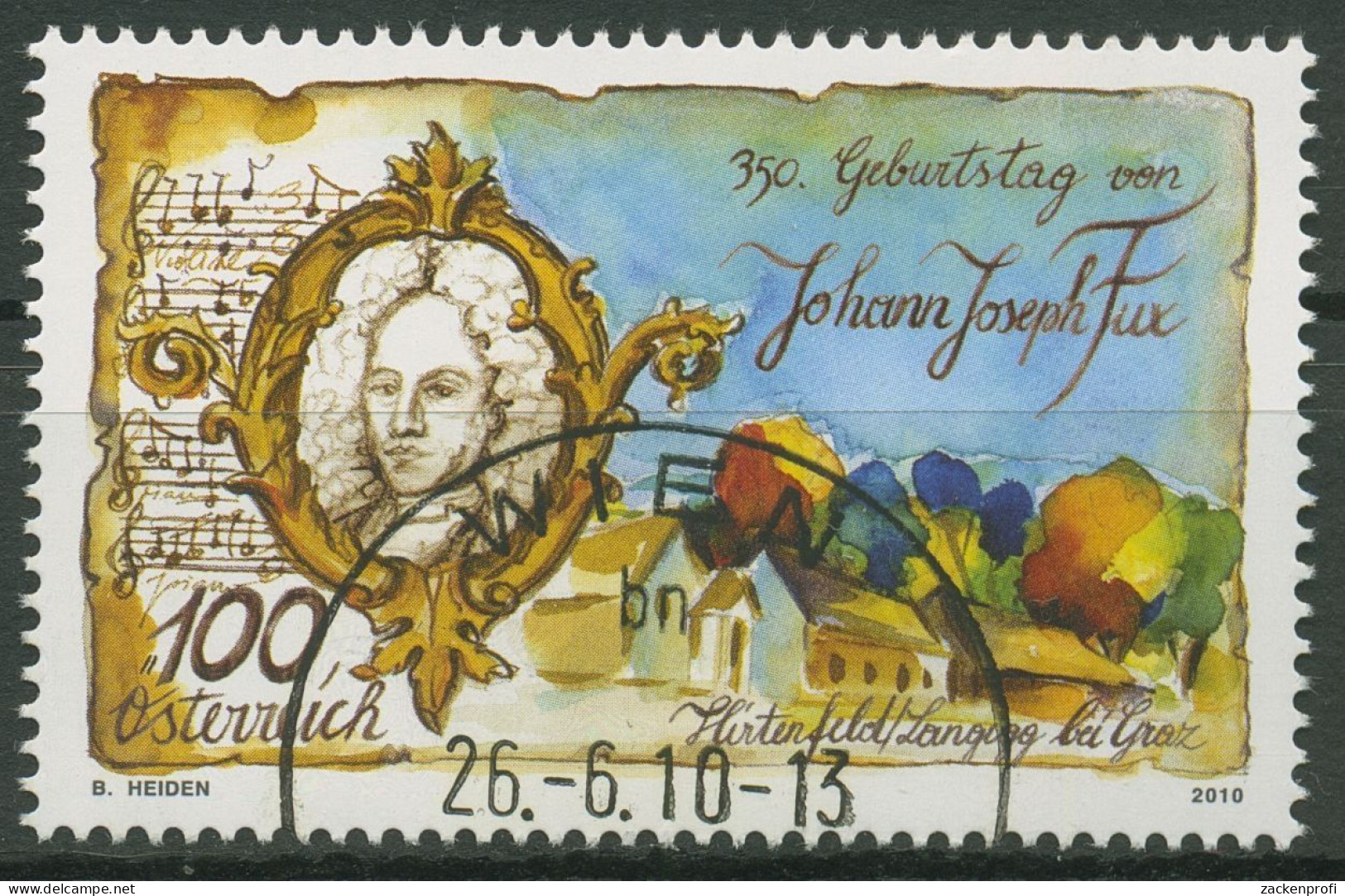 Österreich 2010 Komponist Johann Joseph Fux Ort Hirtenfeld 2879 Gestempelt - Usados