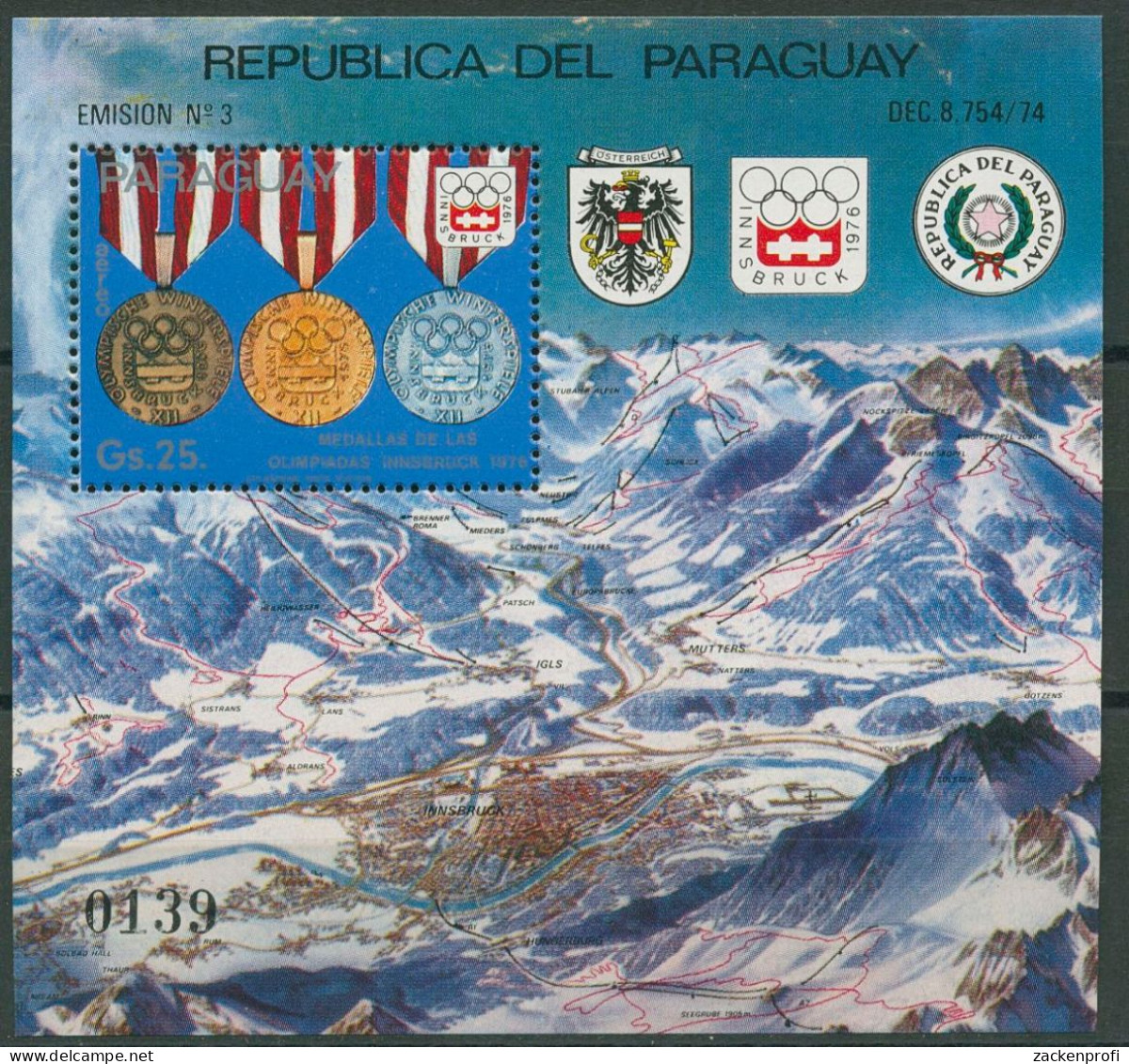 Paraguay 1976 Olympiade Medaillengewinner Block 276 Postfrisch (C80532) - Paraguay