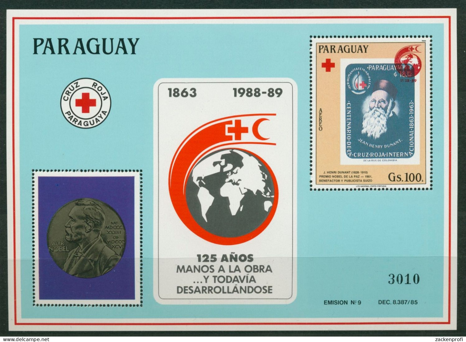 Paraguay 1989 125 Jahre Rotes Kreuz Block 457 Postfrisch (C22692) - Paraguay