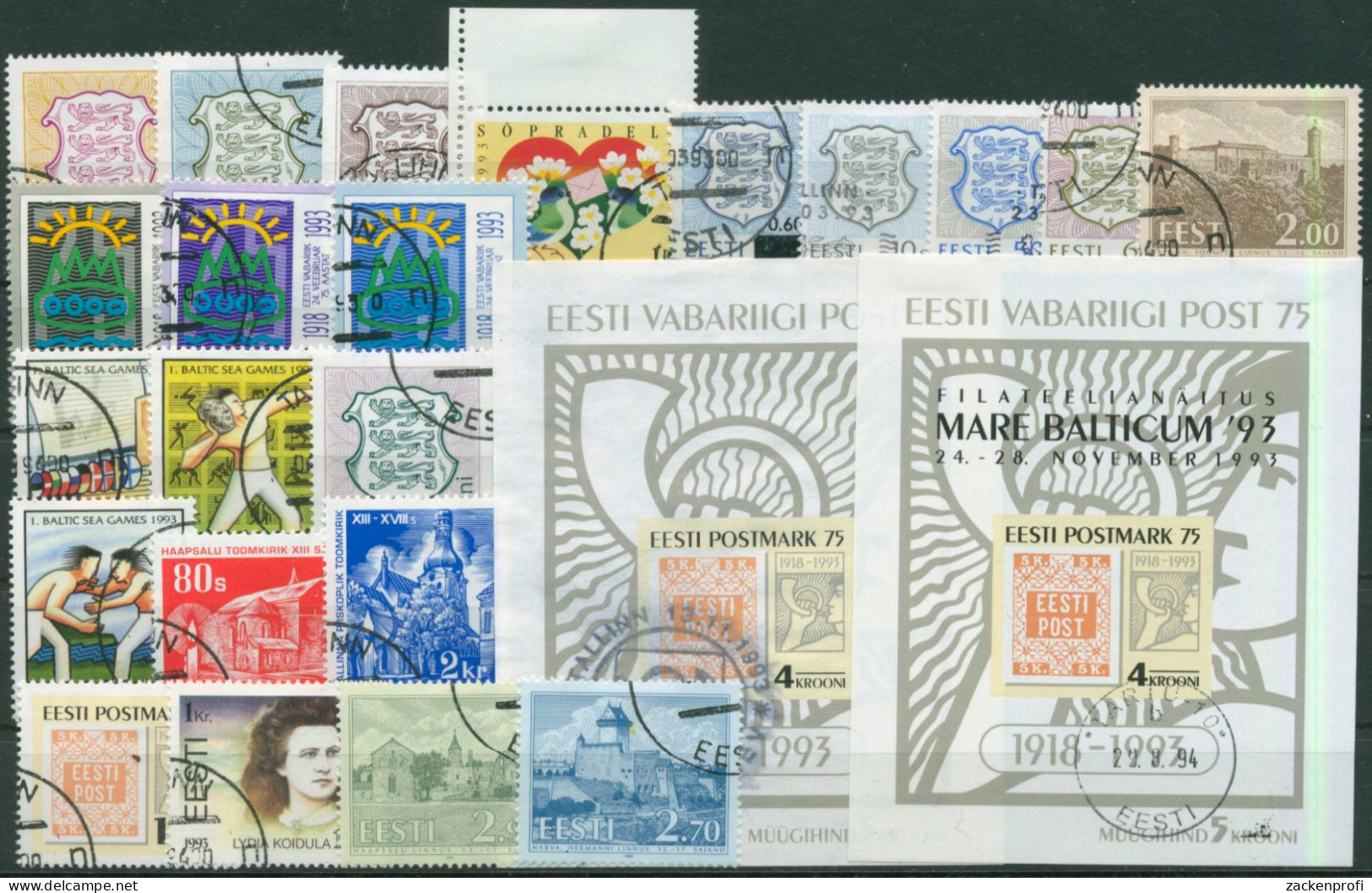 Estland 1993 Jahrgang Komplett (198/20, Block 5/6) Gestempelt (G60099) - Estonia