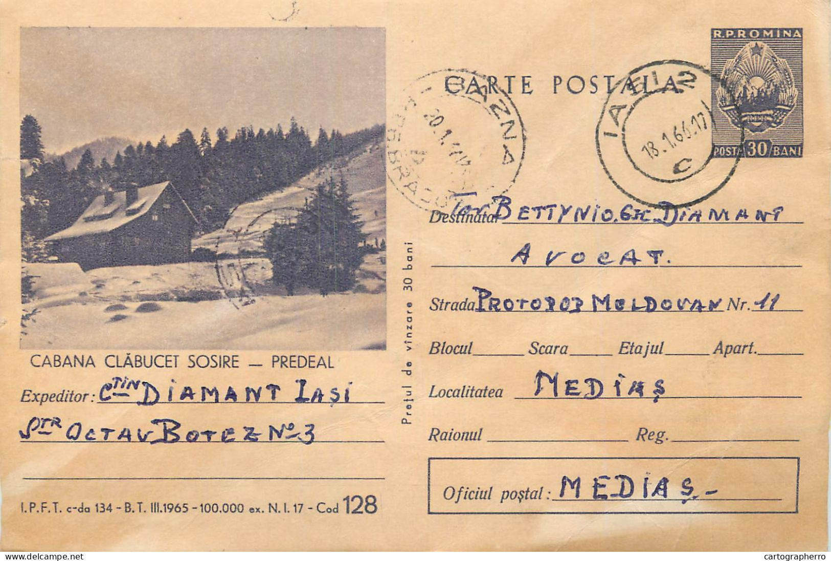 Postal Stationery Postcard Romania Cabana Clabucet 1966 - Romania