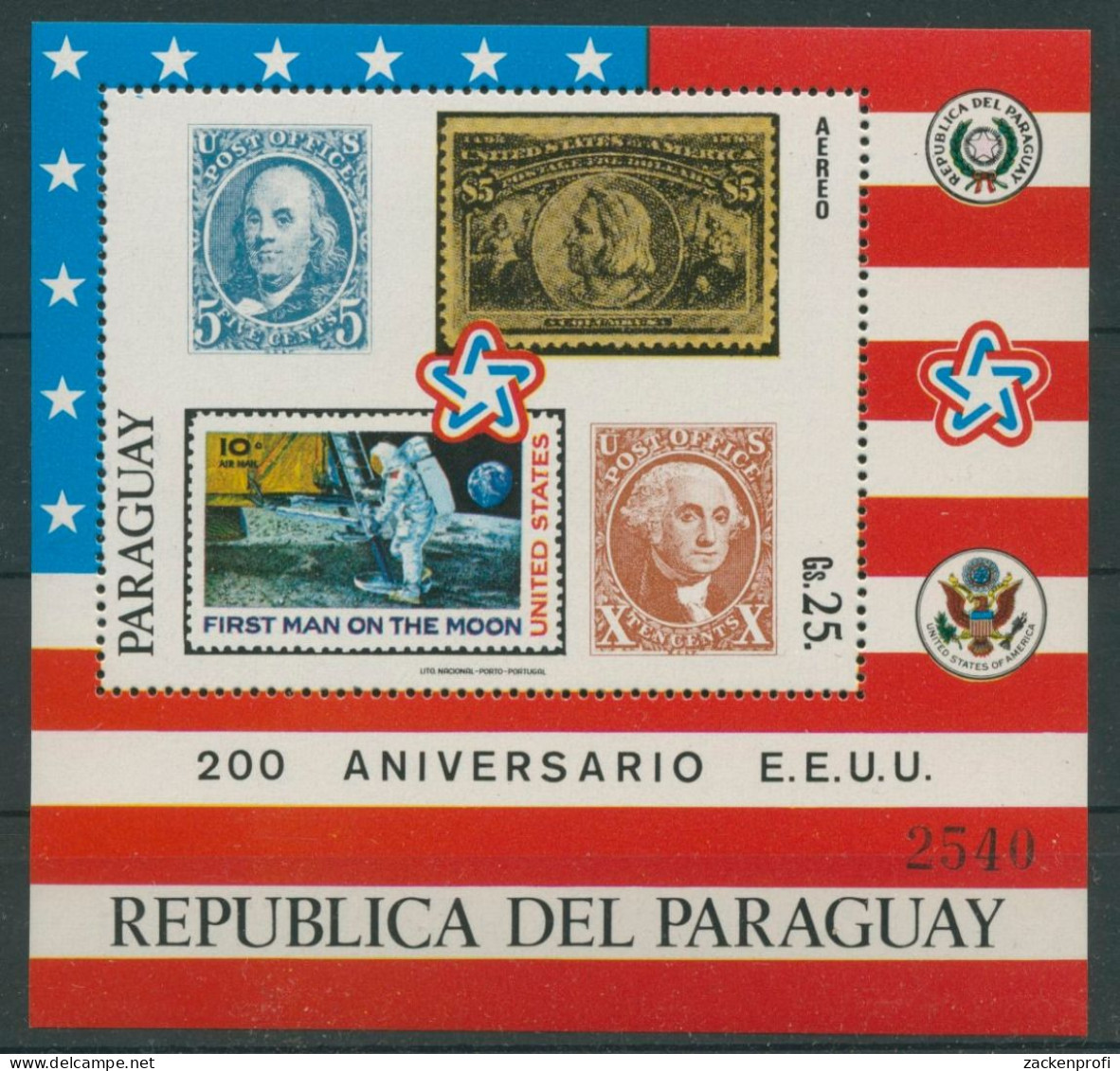 Paraguay 1976 200 Jahre USA Block 286 Postfrisch (C22634) - Paraguay